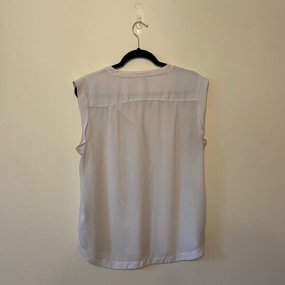 J. CREW 12 white tank top polyester button up minimalist classic basic elegant - Picture 7 of 9